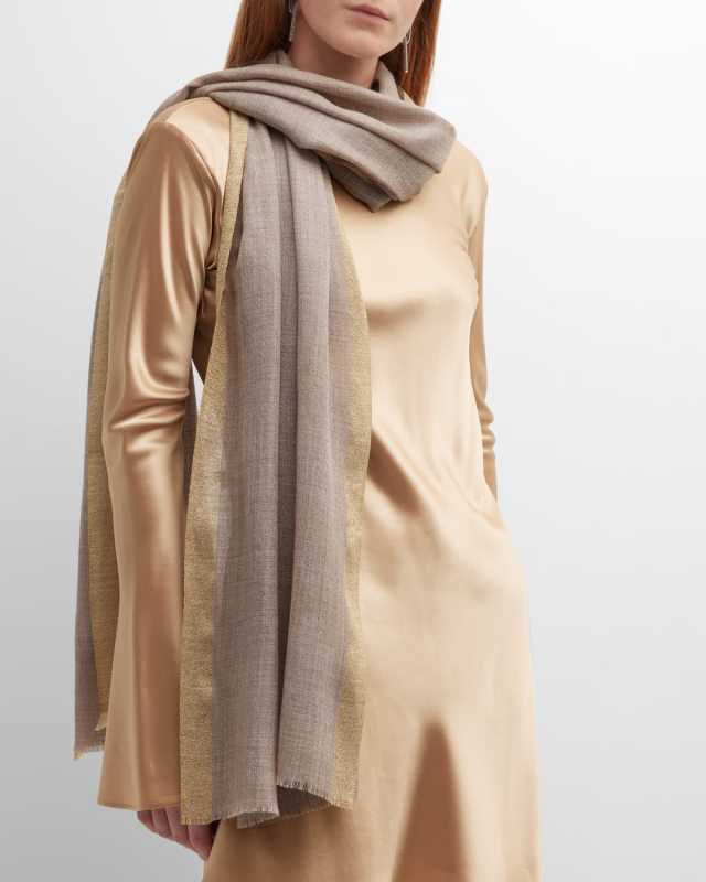 Metallic Stripe Gauze Evening Scarf