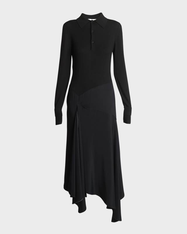 Henley Contrast Asymmetric Shirtdress