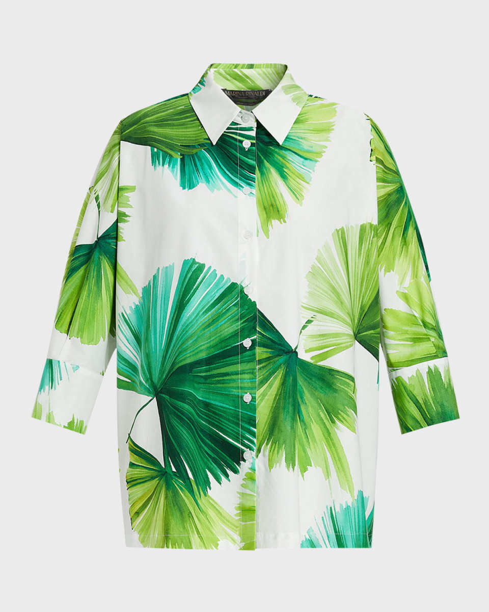 Plus Size Quai Botanical-Print Cotton Shirt