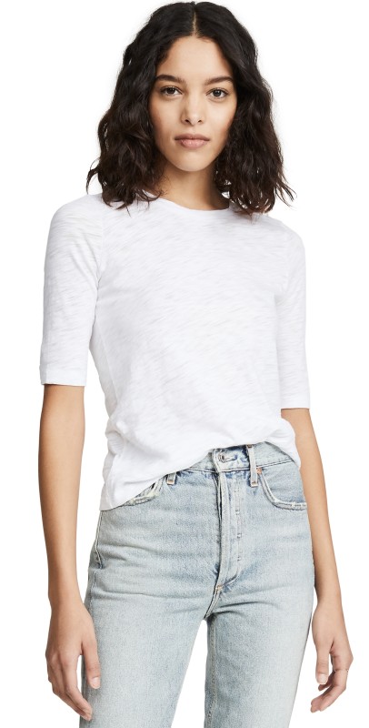 Goldie Elbow Sleeve Tee White