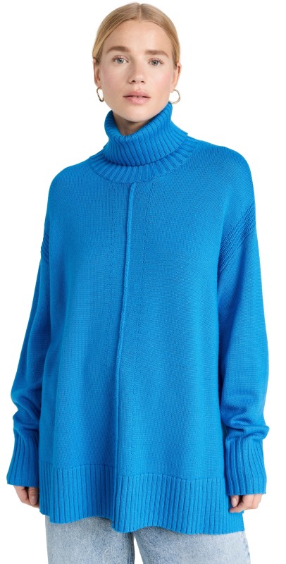 Apiece Apart Forte Relaxed Turtleneck Pullover Ceru Blue