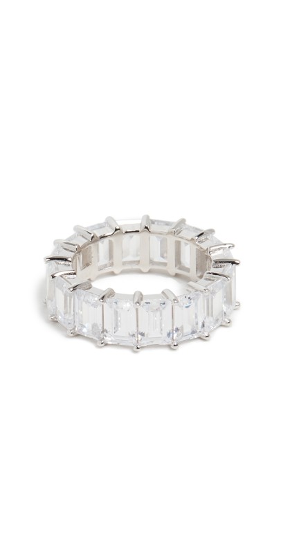 By Adina Eden Baguette Eternity Band Silver
