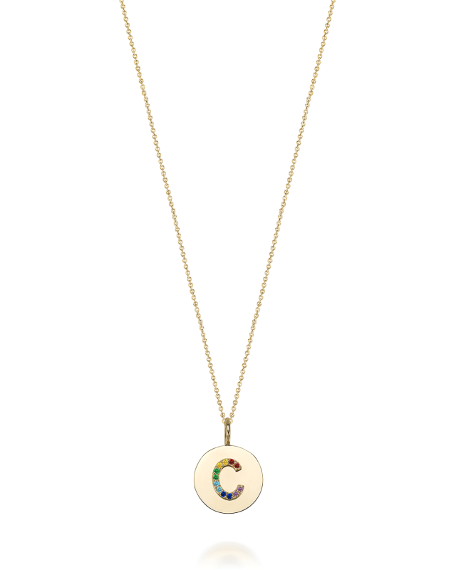 14K Gold Kari Rainbow Initial Medallion Necklace