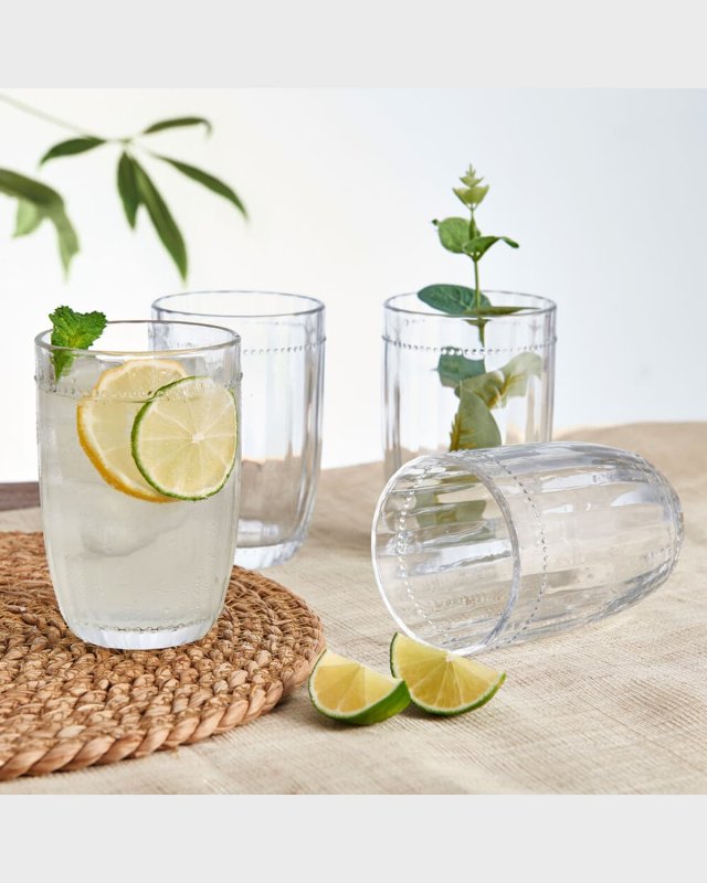 Beaded Highball Glasses - Set of 4