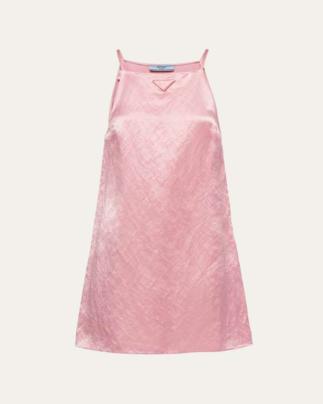 Satin 3D Logo Mini Dress