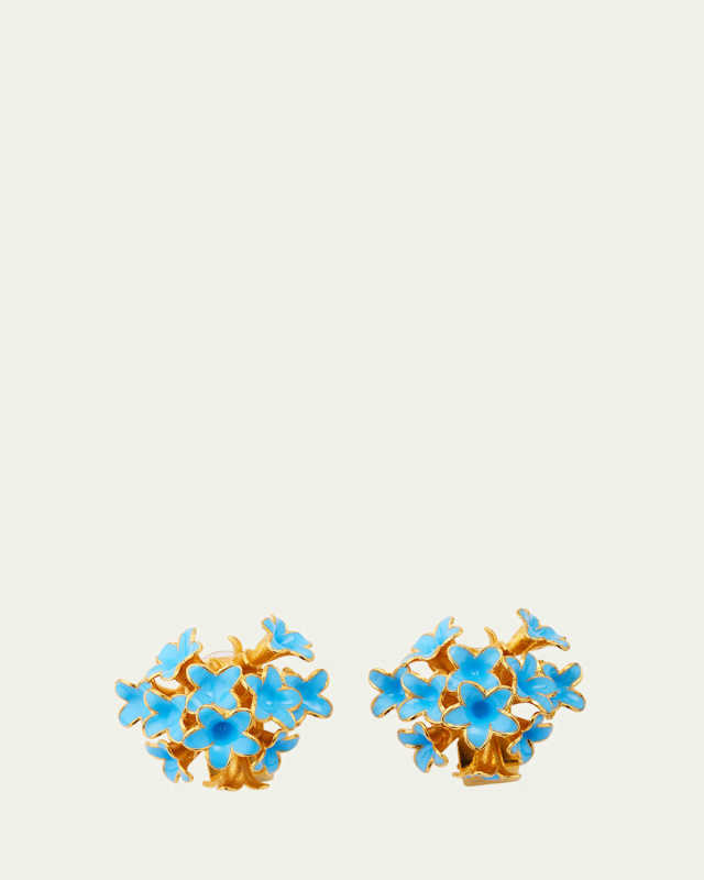 Enamel Bouquet of Flowers Button Earrings