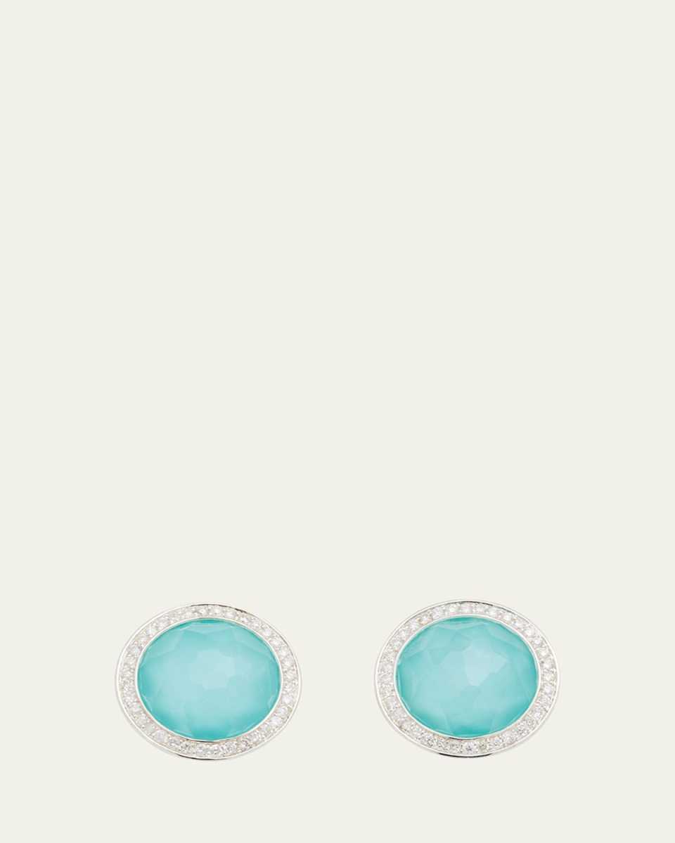 Small Stud Earrings in Sterling Silver with Diamonds
