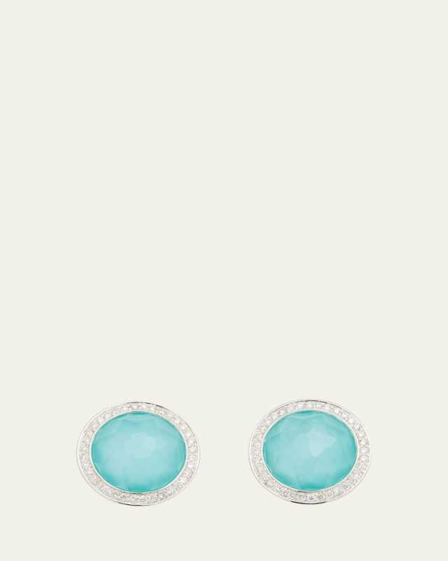 Small Stud Earrings in Sterling Silver with Diamonds