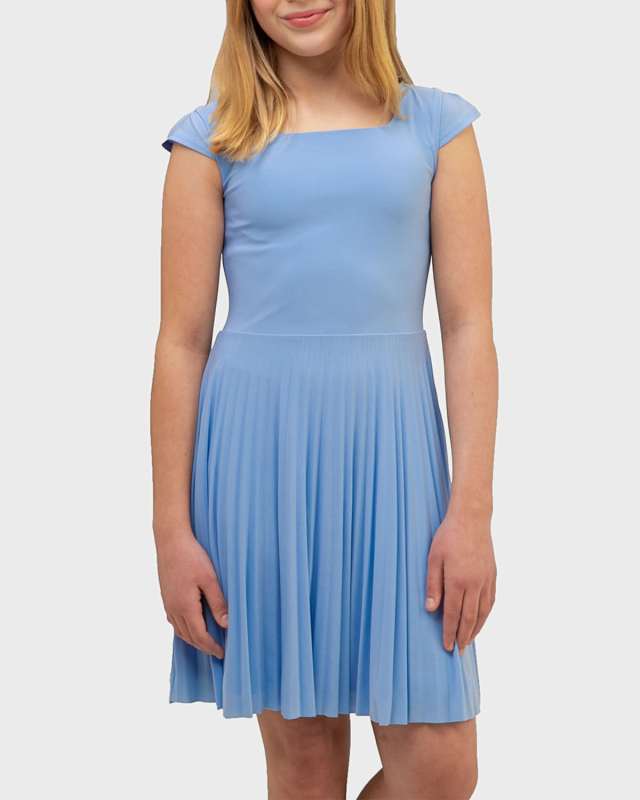Girl's Cap-Sleeve Pleated Dress, Size 14-