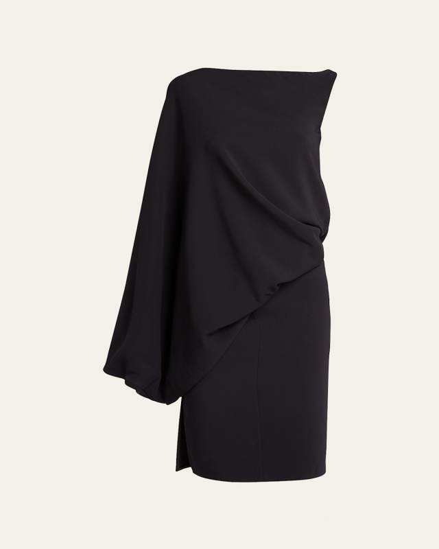 One-Shoulder Draped Mini Dress