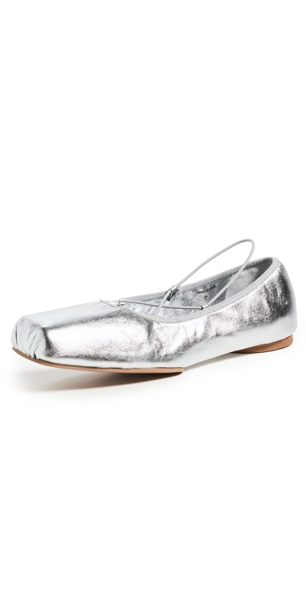 Reformation Barbara Ballet Flats Silver