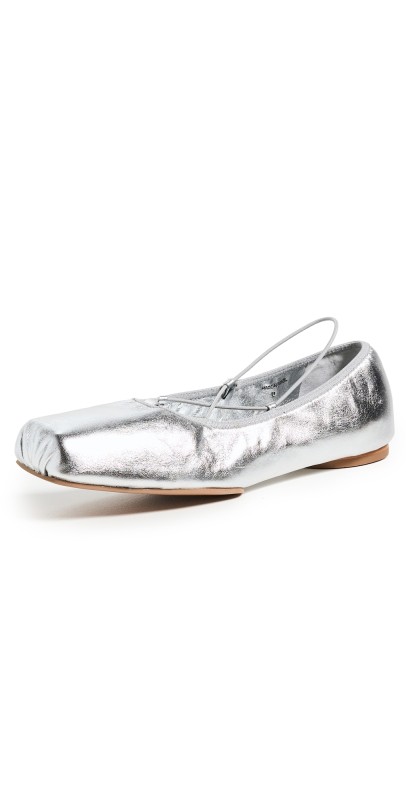 Reformation Barbara Ballet Flats Silver