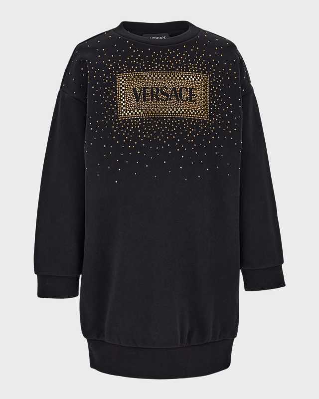 Girl's Bedazzled Logo-Print Sweater Dress, Size 8-14