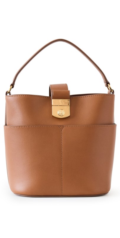 Veronica Beard Small Crest Lock Bucket Bag Hazelwood