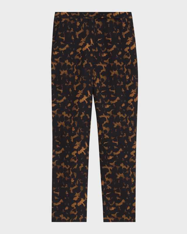 High-Waist Tortoise Crepe Slim Crop Pants