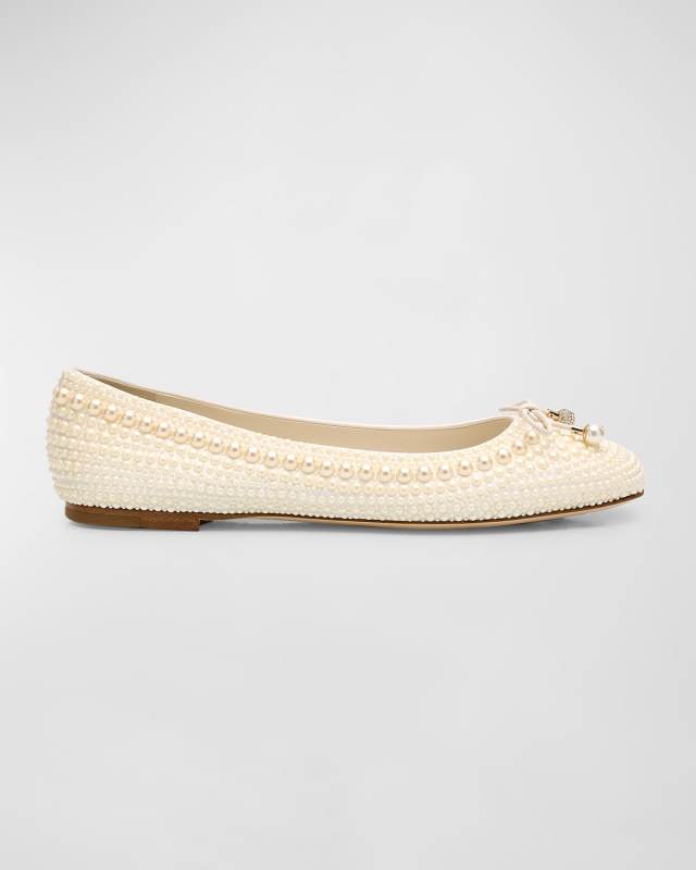 Elme Pearly Stud Bow Ballerina Flats
