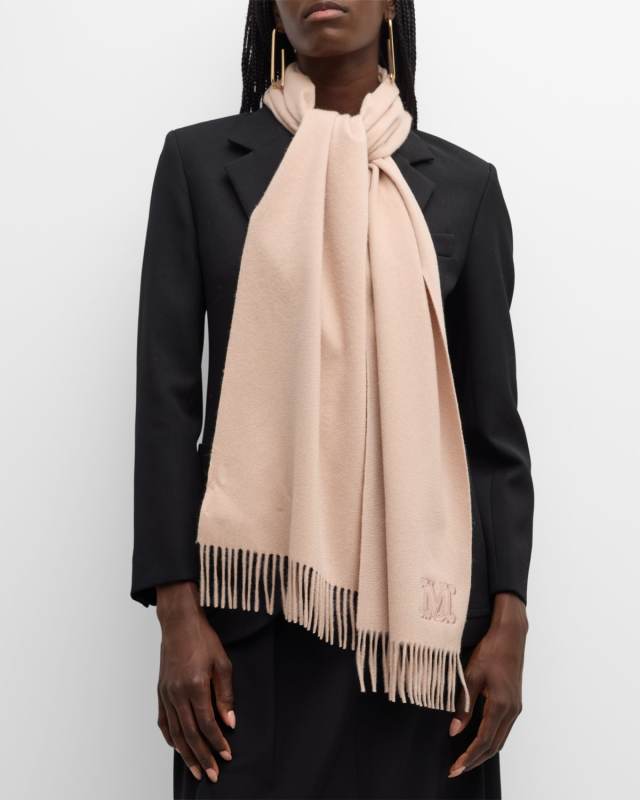 Dalia Fringe Monogram Cashmere Scarf