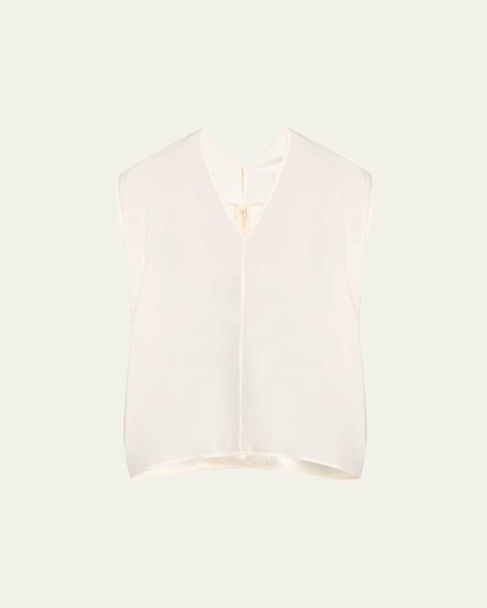 Ina V-Neck Silk Charmeuse Tank Top