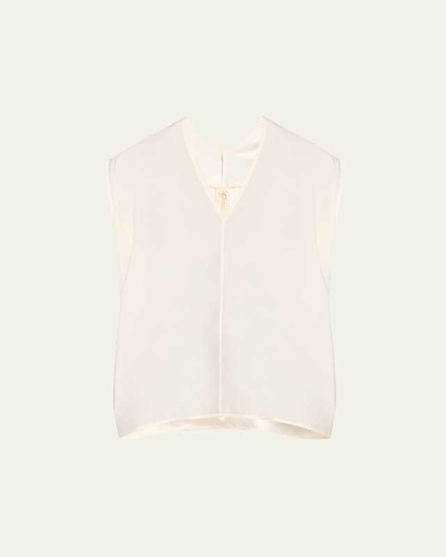 Ina V-Neck Silk Charmeuse Tank Top