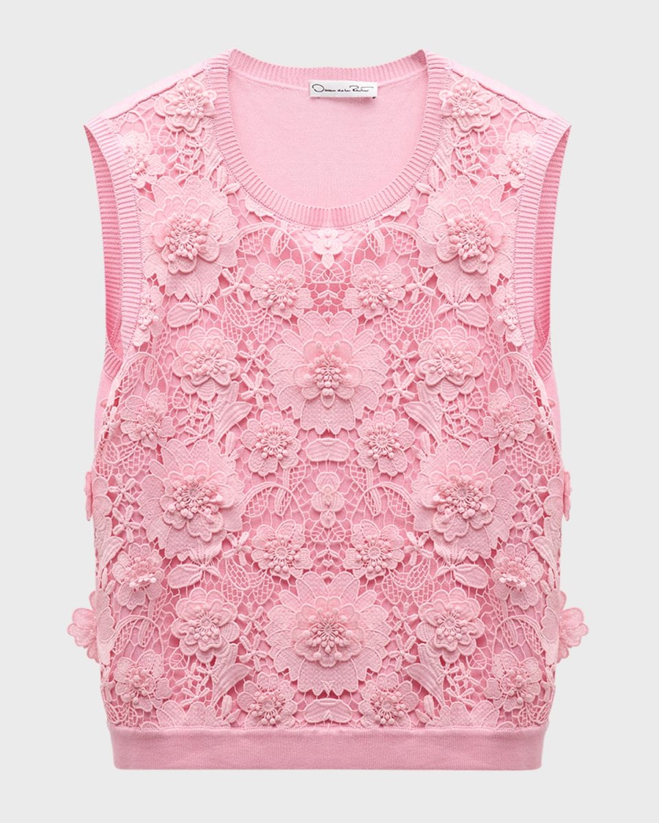 Floral Guipure Inset Knit Tank Top