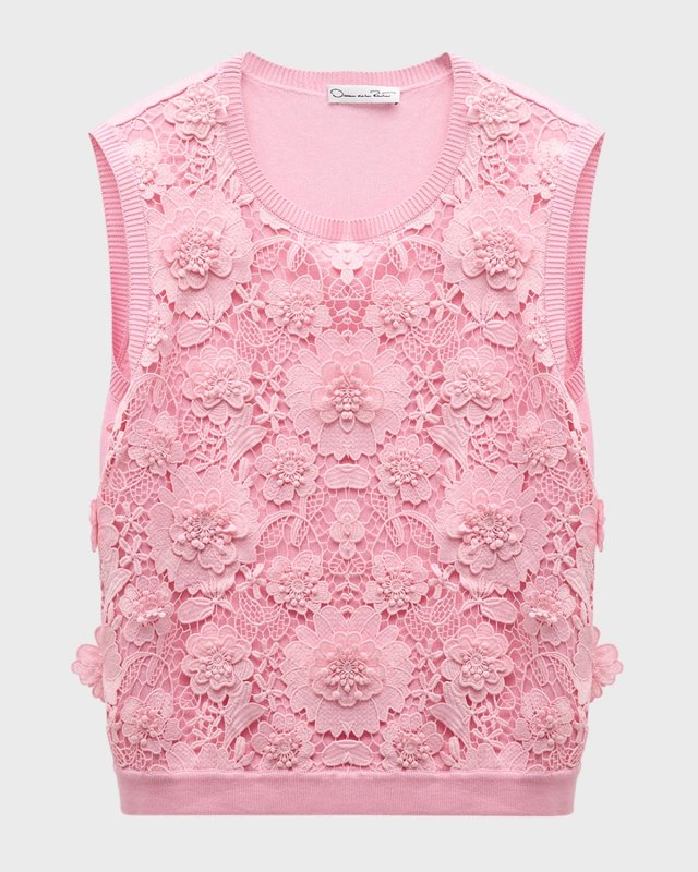 Floral Guipure Inset Knit Tank Top