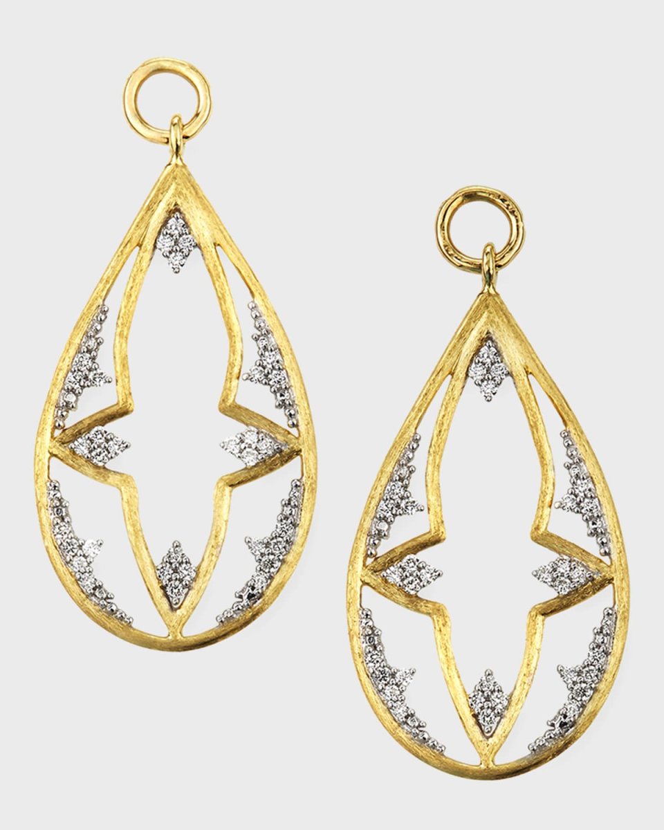 Provence 18k Open Flower Teardrop Earring Charms w/ Diamonds