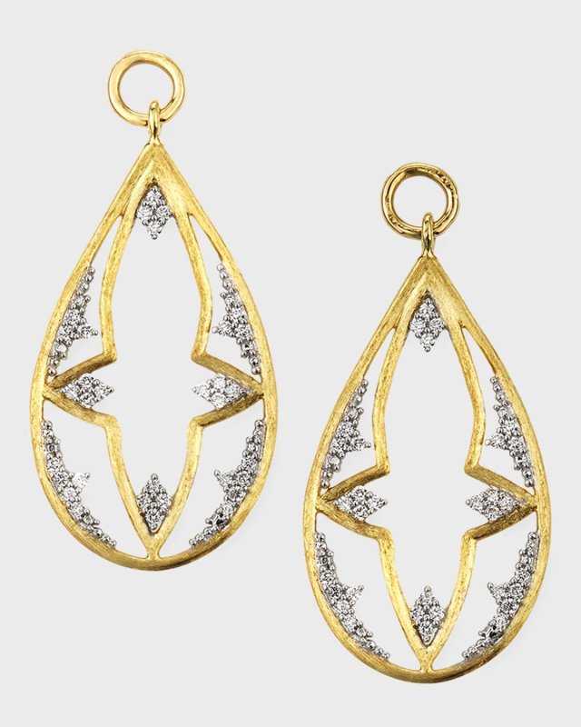 Provence 18k Open Flower Teardrop Earring Charms w/ Diamonds