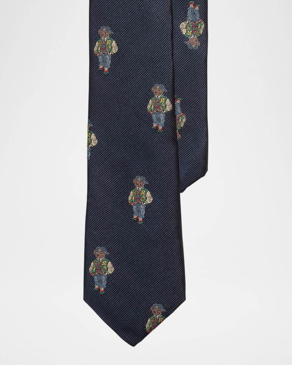 Boy's Polo Bear Printed Necktie, Size 4-7