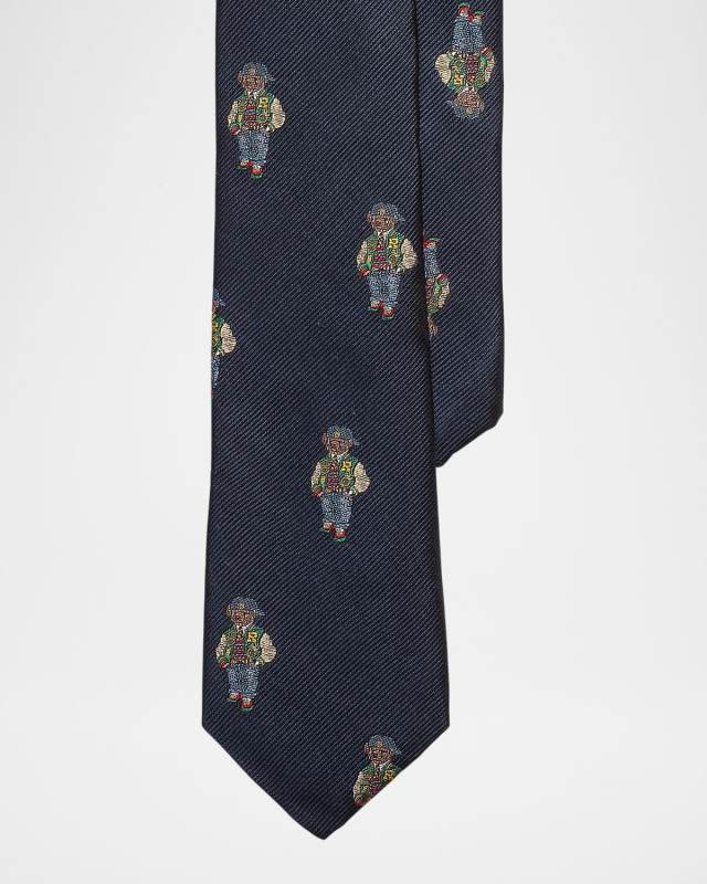 Boy's Polo Bear Printed Necktie, Size 4-7