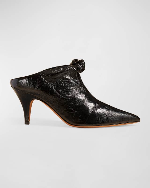 Rowan Crinkle Leather Bow Mules