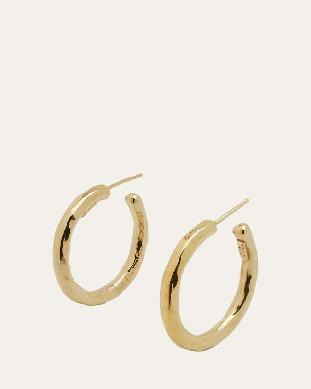 Small Hammered Hoop Earrings in 18K Gold