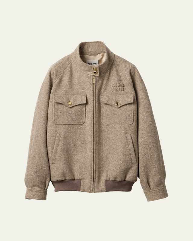Chevron Oversized Zip Up Bomber Jacket