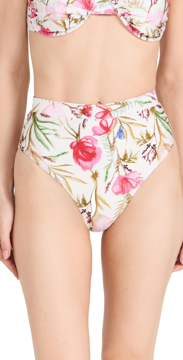 PatBO Viera High Leg Bikini Bottoms White