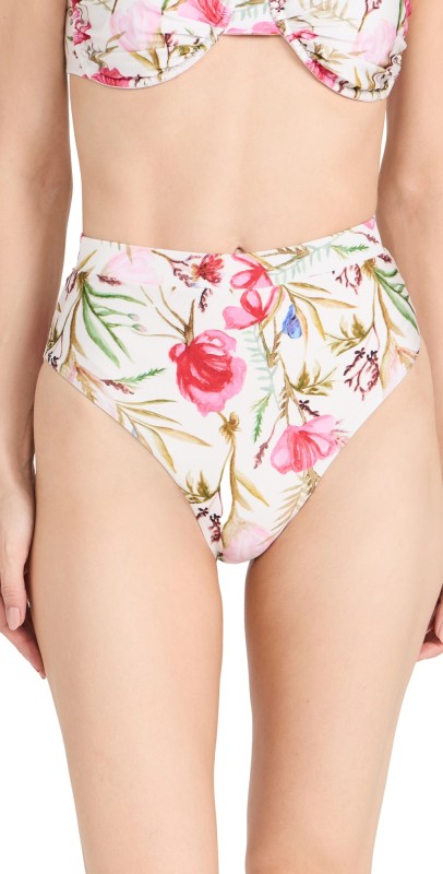 PatBO Viera High Leg Bikini Bottoms White
