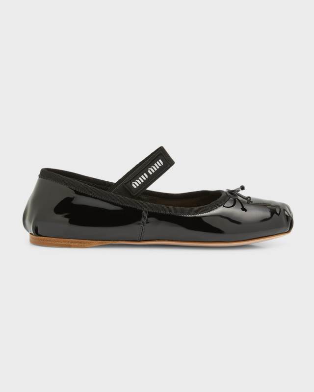 Patent Logo-Band Ballerina Flats