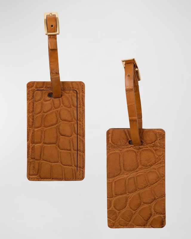 Alligator Leather Luggage Tag, Set of 2