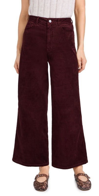 PAIGE Harper Ankle Corduroy Pants Dark Oxblood