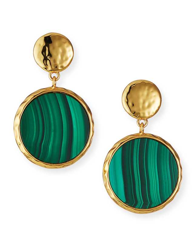 Malachite Bezel Disc Earrings
