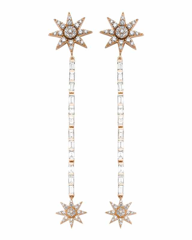Venus Star 14k Linear Diamond Earrings