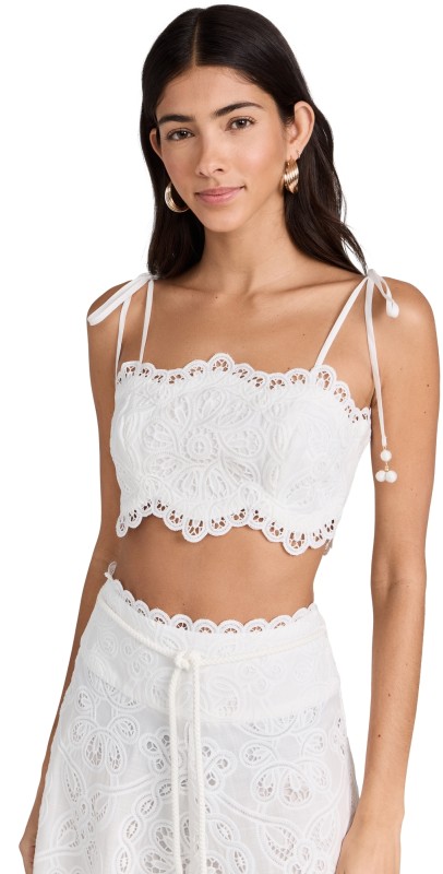 Zimmermann Ottie Embroidered Bodice Top Ivory