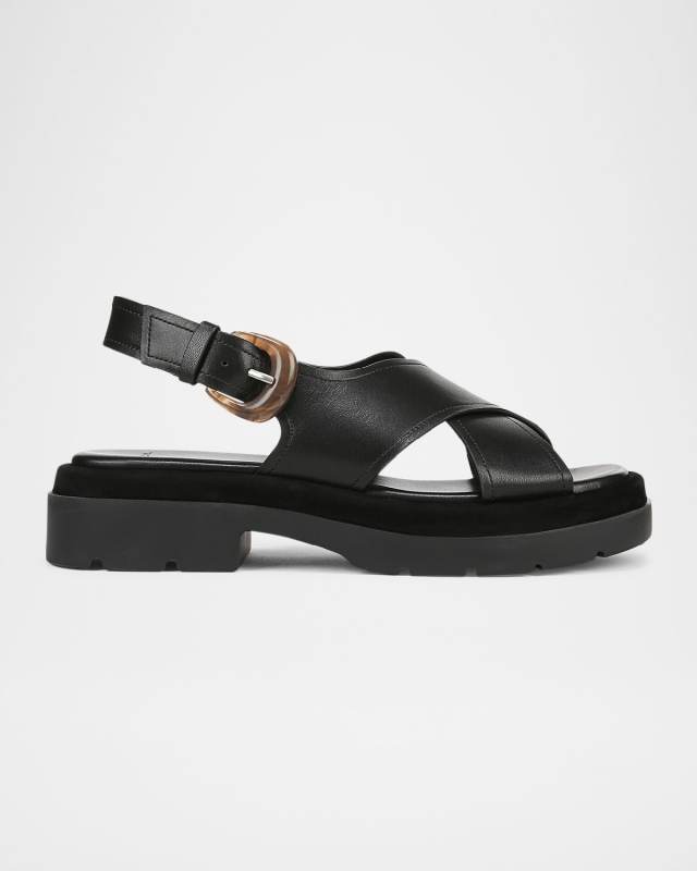 Helena Leather Crisscross Slingback Sandals