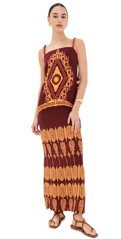 Johanna Ortiz Circle Maxi Dress Nomadic Brown/Yellow/Pink