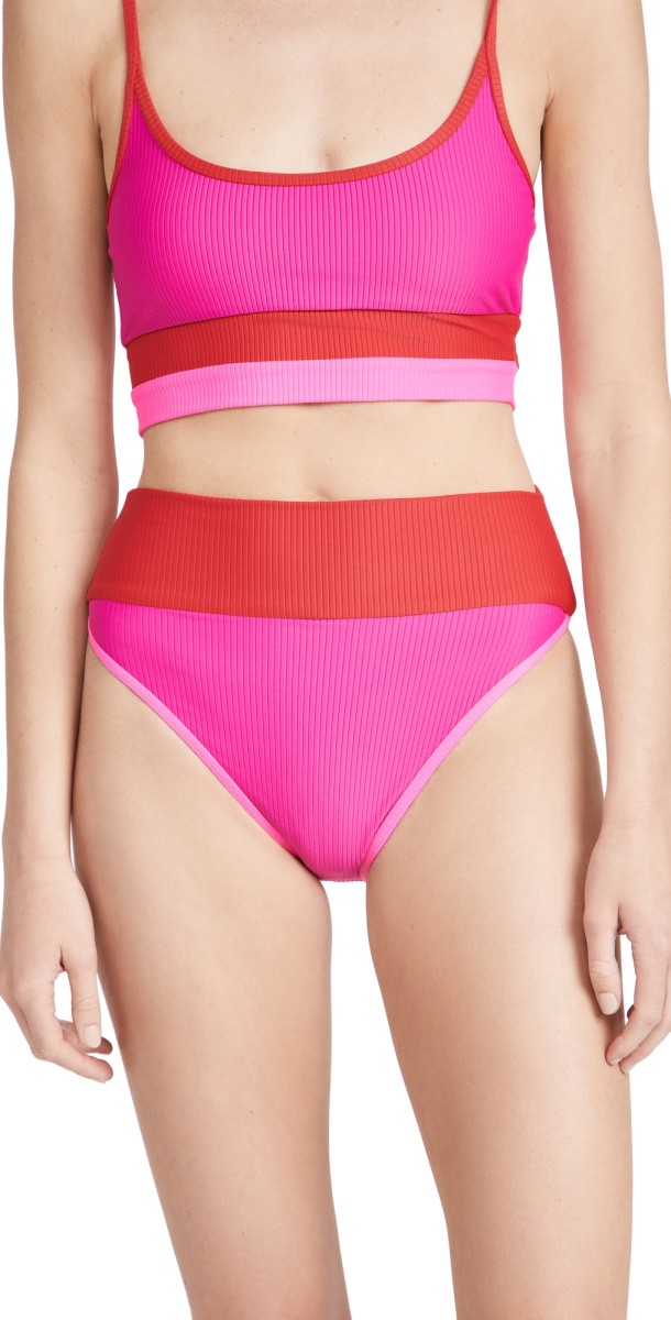 Beach Riot Emmy Bottoms Pink/Red