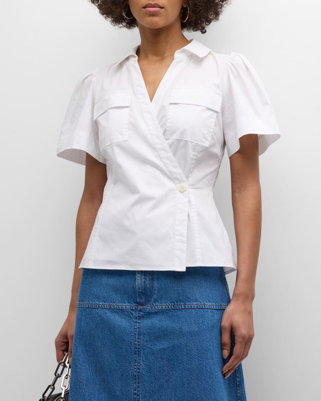 Sandra Short-Sleeve Wrap-Front Top
