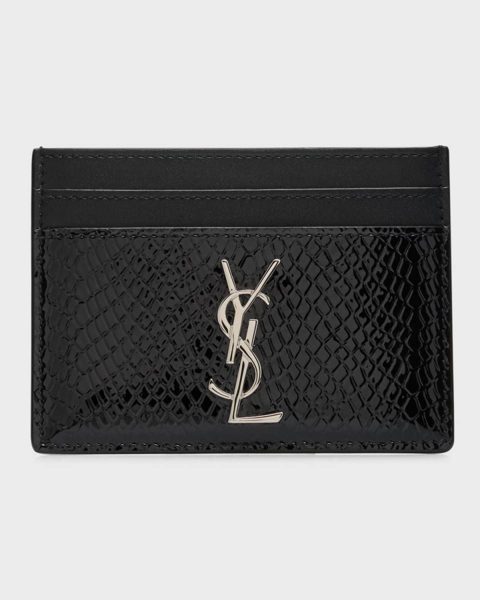 YSL Python-Embossed Leather Card Holder