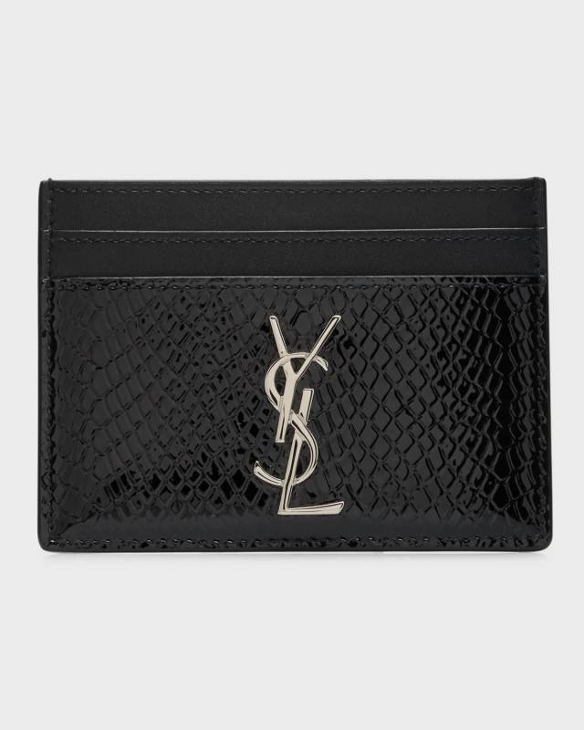 YSL Python-Embossed Leather Card Holder