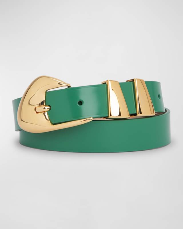 Moore Skinny Semi-Patent Leather Belt