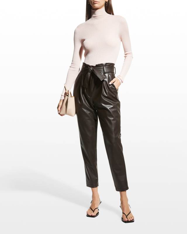Mock-Neck Ribbed Cashmere-Silk Sweater