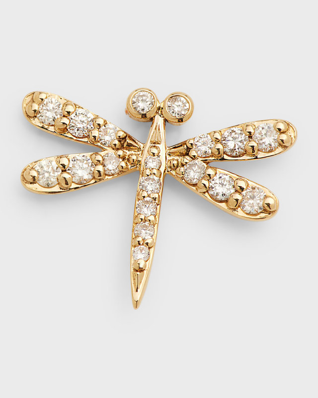 14K Diamond Dragonfly Stud Earring, Single