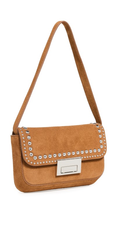 Loeffler Randall Stefania Baguette Shoulder Bag with Lock Hardware Cacao/Silver